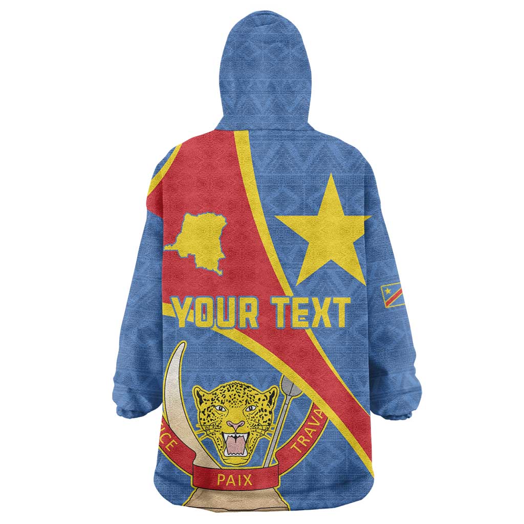 Personalised DR Congo Wearable Blanket Hoodie Coat Of Arms With Map LT15