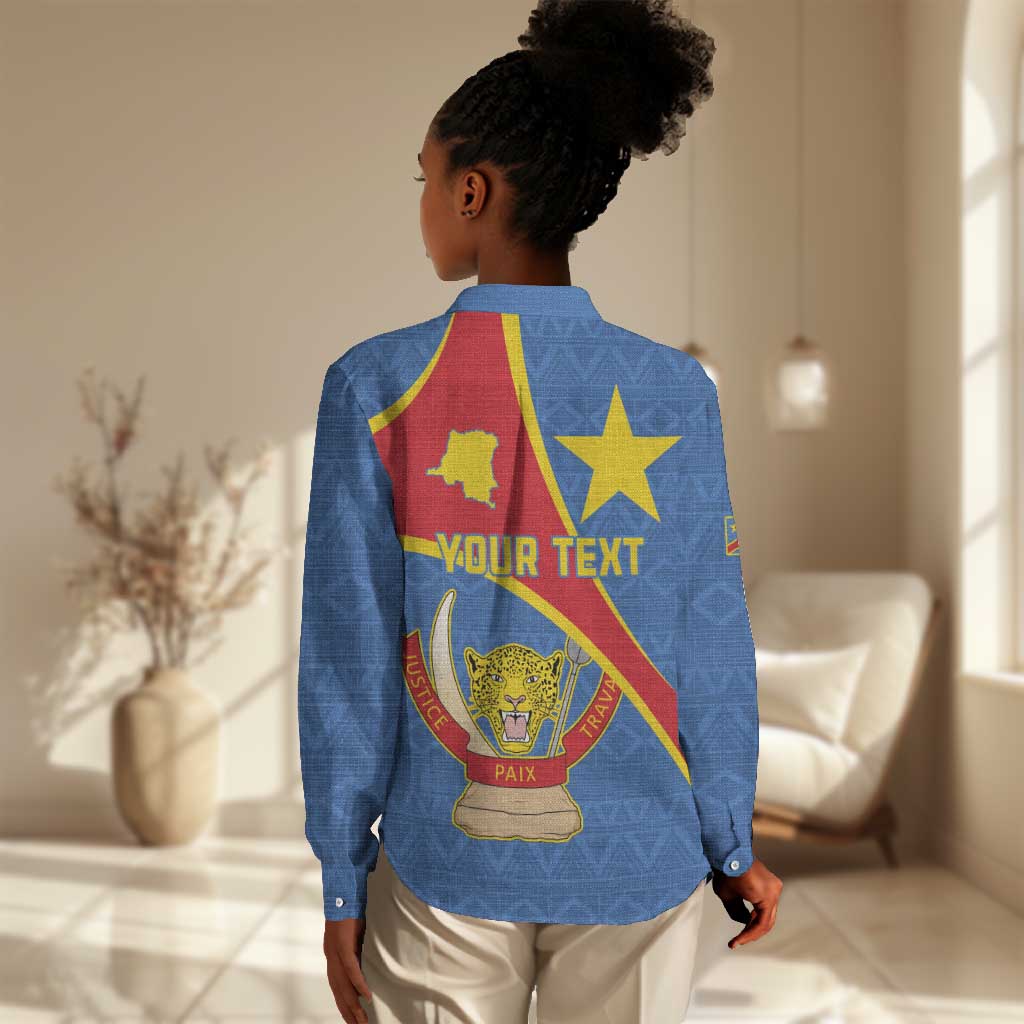 Personalised DR Congo Women Casual Shirt Coat Of Arms With Map LT15