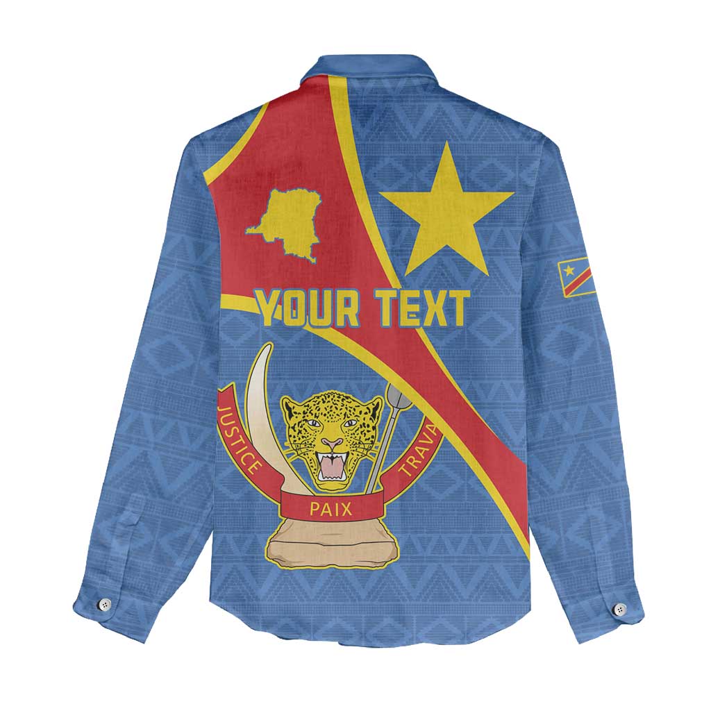 Personalised DR Congo Women Casual Shirt Coat Of Arms With Map LT15