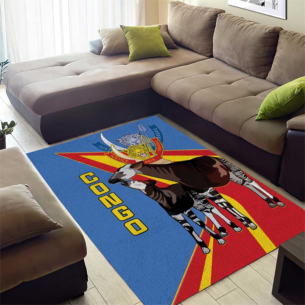 DR Congo Area Rug Okapi Coat Of Arms LT15