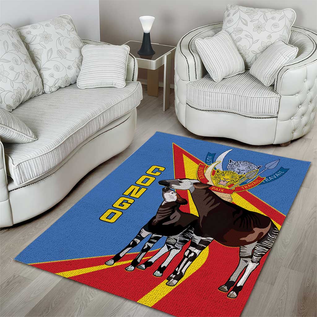 DR Congo Area Rug Okapi Coat Of Arms LT15
