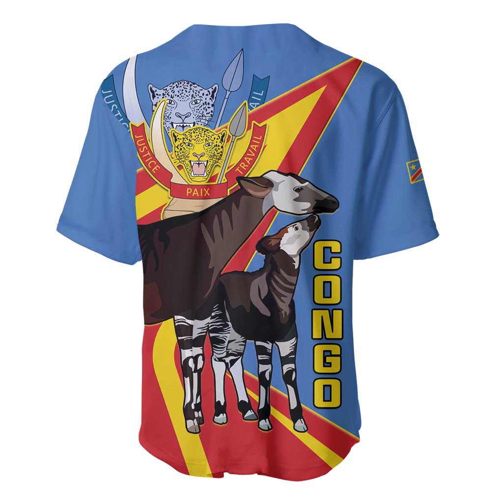 DR Congo Baseball Jersey Okapi Coat Of Arms LT15