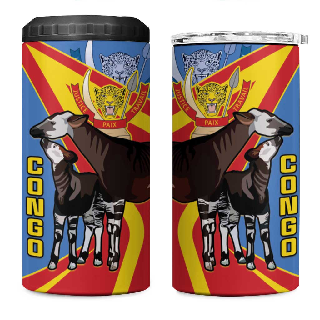 DR Congo 4 in 1 Can Cooler Tumbler Okapi Coat Of Arms LT15