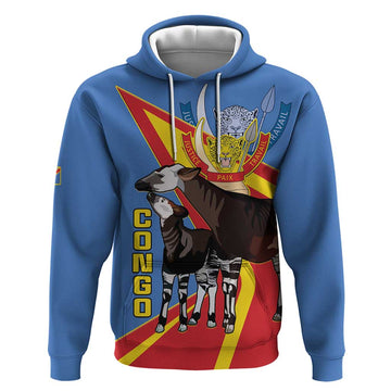 DR Congo Okapi Hoodie With Coat Of Arms LT15