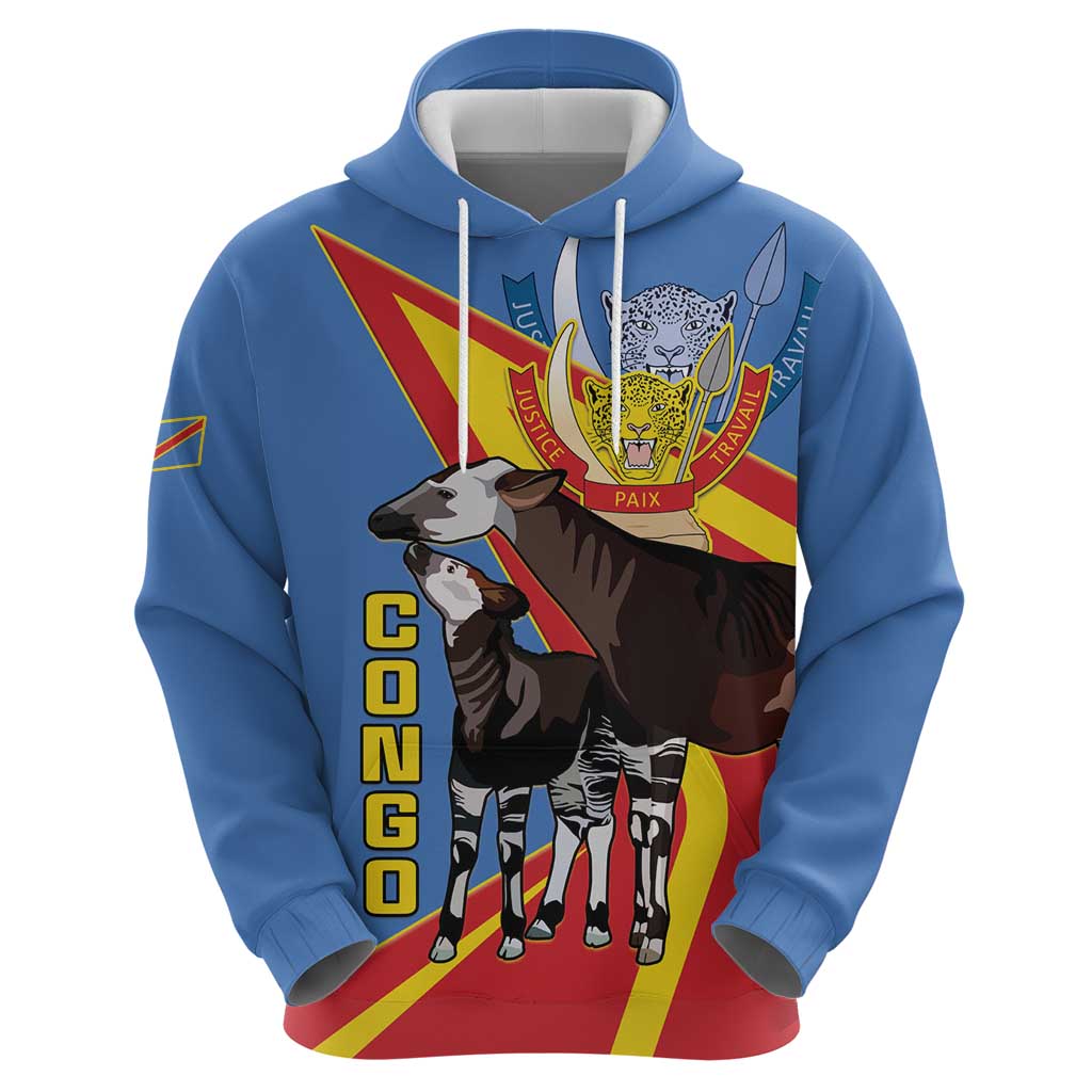 DR Congo Okapi Hoodie With Coat Of Arms LT15