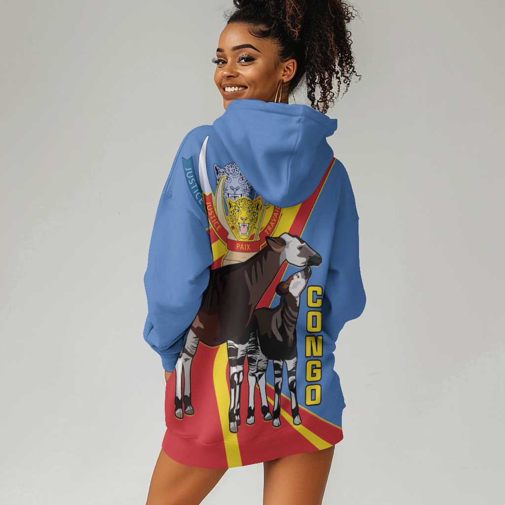 DR Congo Hoodie Dress Okapi Coat Of Arms LT15