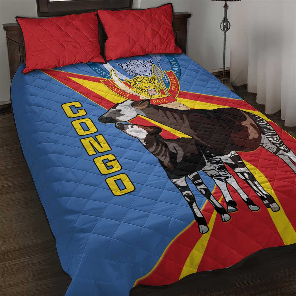 DR Congo Quilt Bed Set Okapi Coat Of Arms LT15