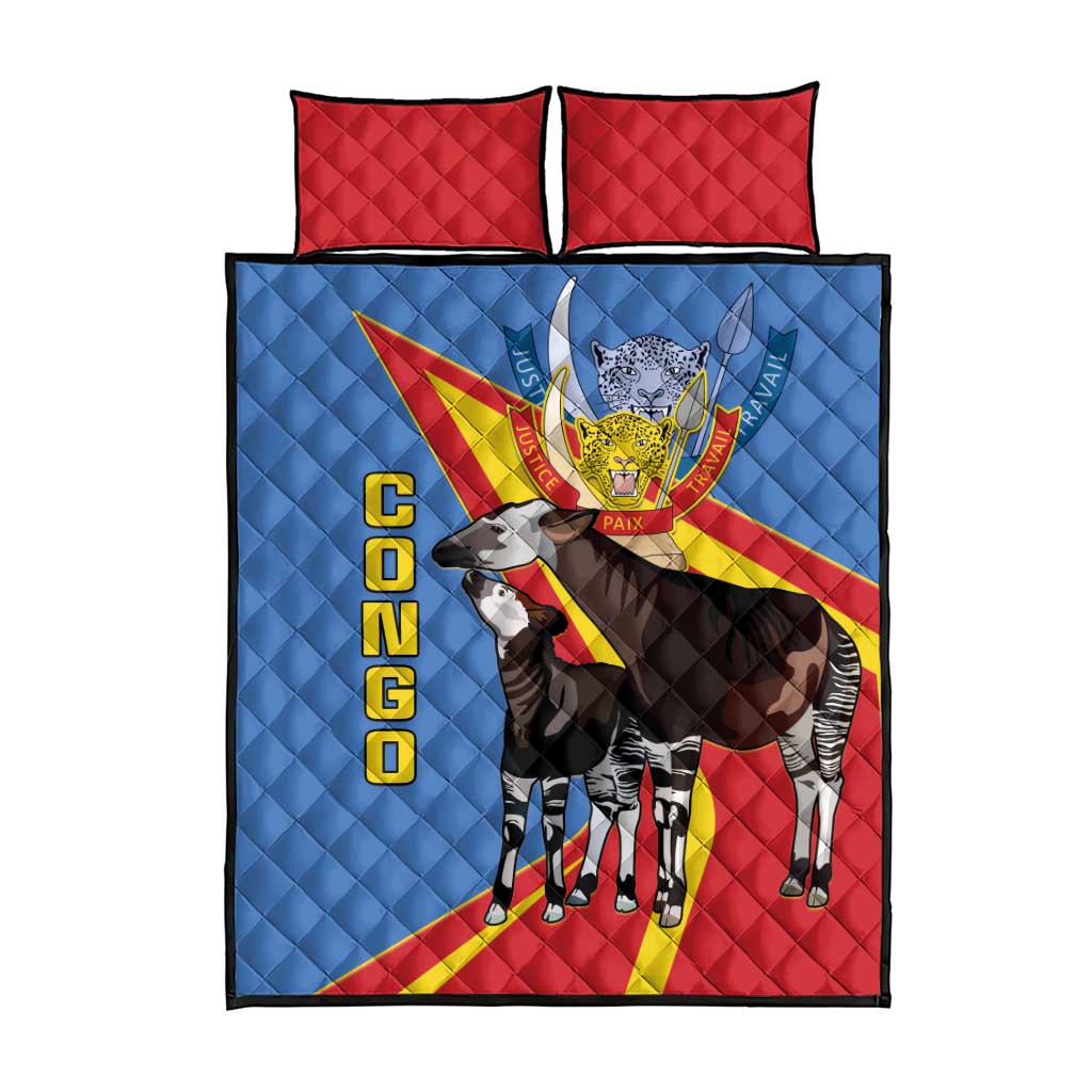 DR Congo Quilt Bed Set Okapi Coat Of Arms LT15