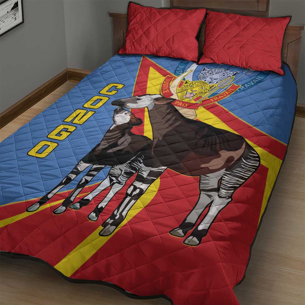 DR Congo Quilt Bed Set Okapi Coat Of Arms LT15