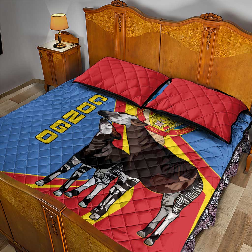 DR Congo Quilt Bed Set Okapi Coat Of Arms LT15