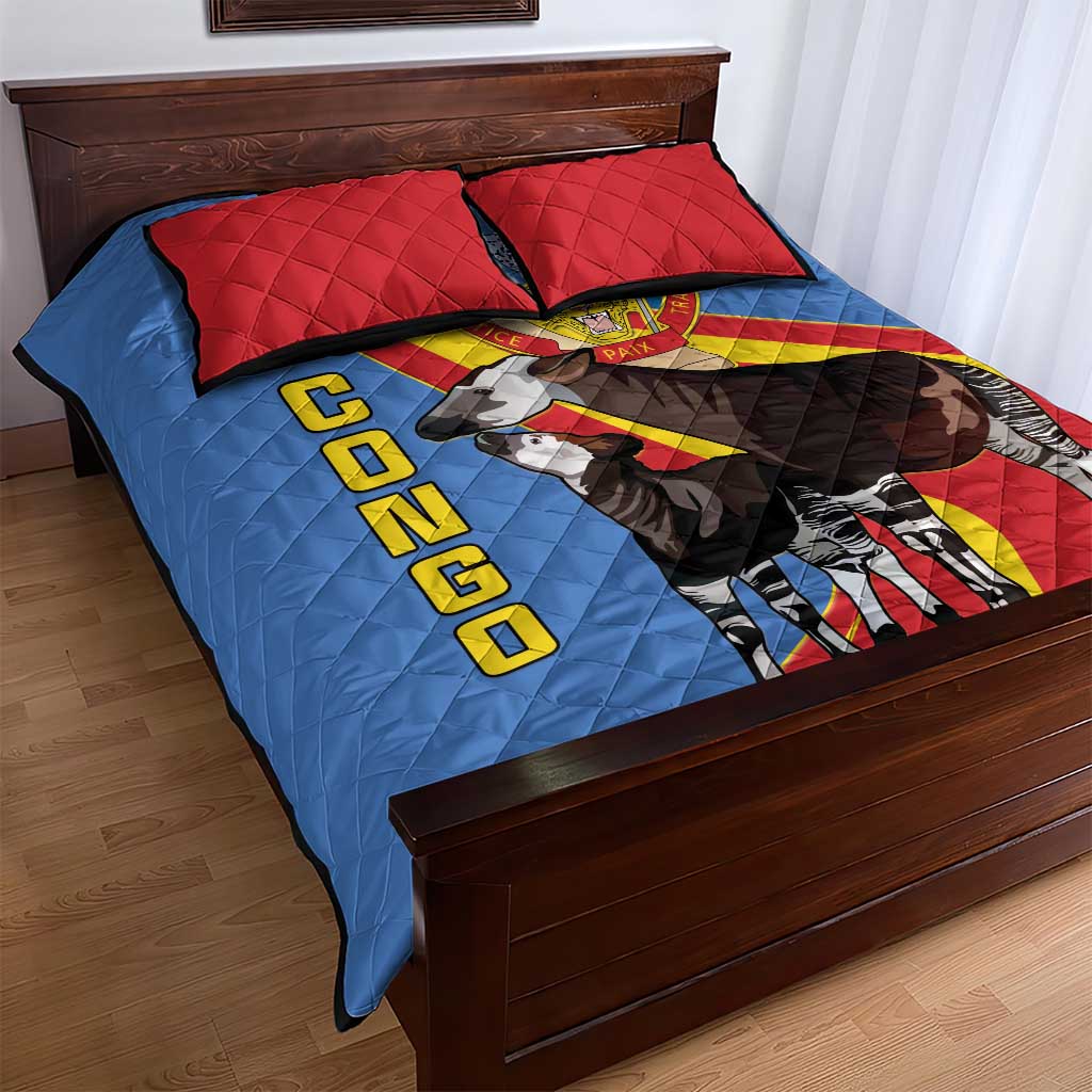 DR Congo Quilt Bed Set Okapi Coat Of Arms LT15