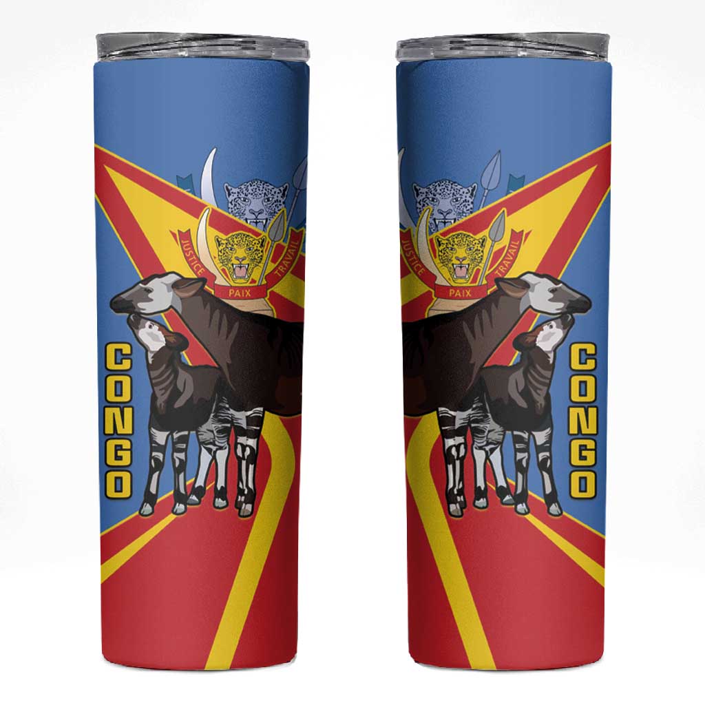 DR Congo Skinny Tumbler Okapi Coat Of Arms LT15