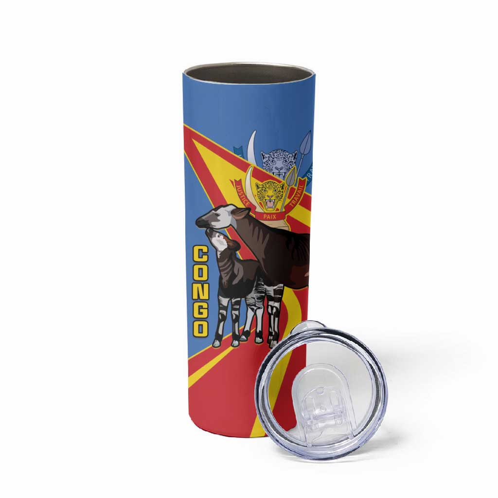 DR Congo Skinny Tumbler Okapi Coat Of Arms LT15