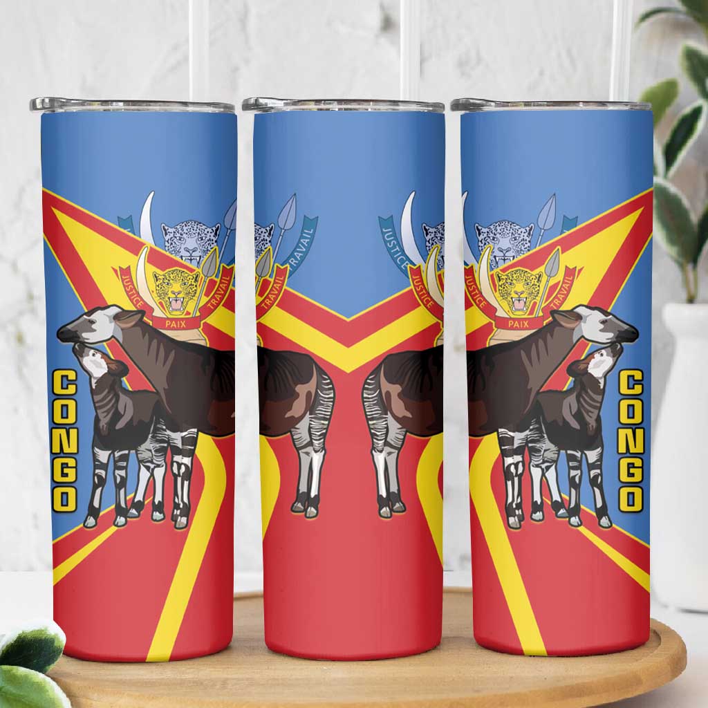 DR Congo Skinny Tumbler Okapi Coat Of Arms LT15