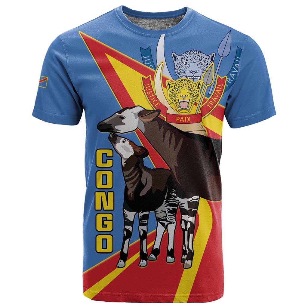 DR Congo T shirt Okapi Coat Of Arms LT15