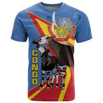 DR Congo T shirt Okapi Coat Of Arms LT15