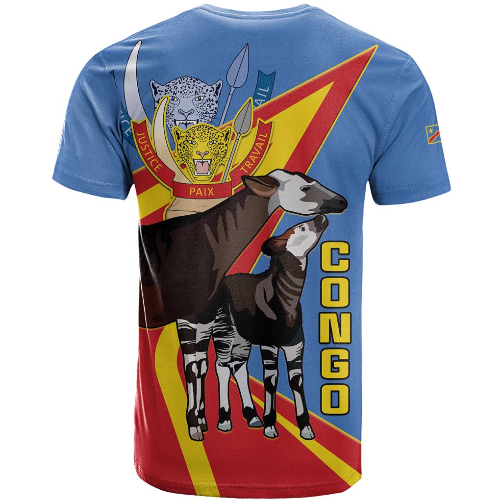 DR Congo T shirt Okapi Coat Of Arms LT15