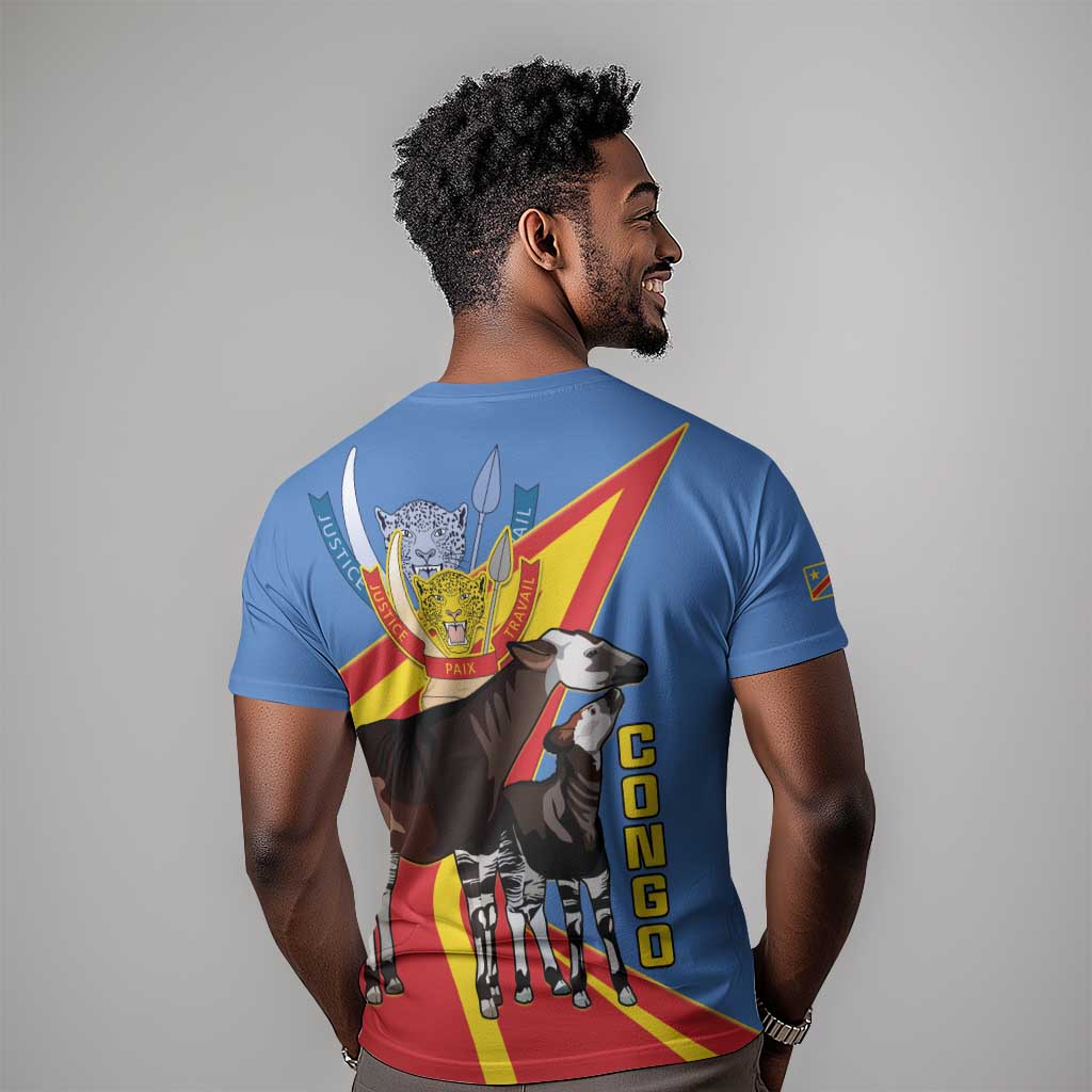 DR Congo T shirt Okapi Coat Of Arms LT15