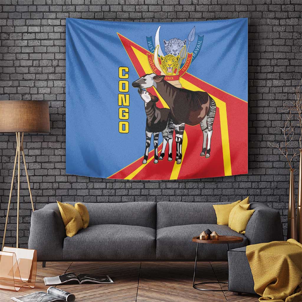 DR Congo Tapestry Okapi Coat Of Arms LT15
