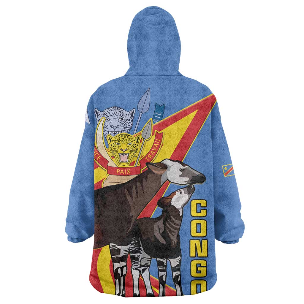 DR Congo Wearable Blanket Hoodie Okapi Coat Of Arms LT15