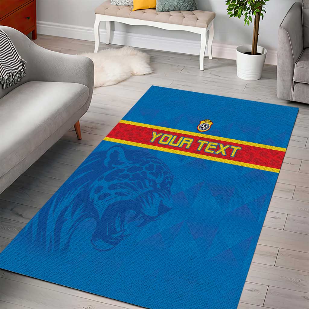DR Congo Football Custom Area Rug Go Champions LT15