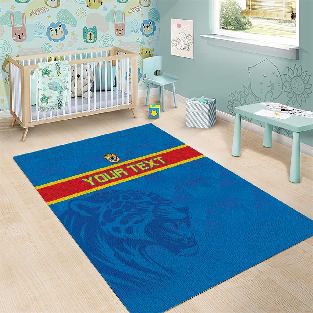 DR Congo Football Custom Area Rug Go Champions LT15