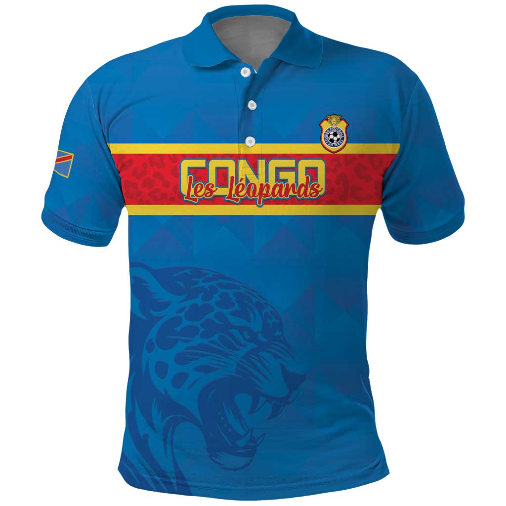 Custom DR Congo Football Polo Shirt Go Les Léopards LT15