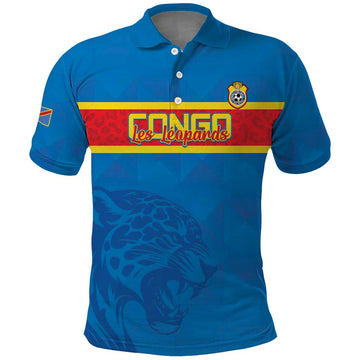Custom DR Congo Football Polo Shirt Go Les Léopards LT15