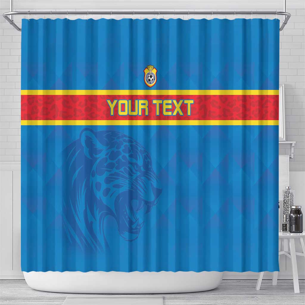 Custom DR Congo Football Shower Curtain Go Les Léopards LT15