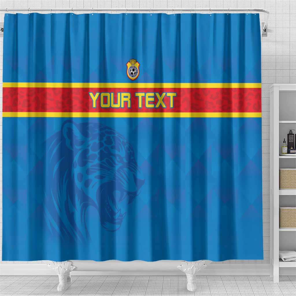 Custom DR Congo Football Shower Curtain Go Les Léopards LT15