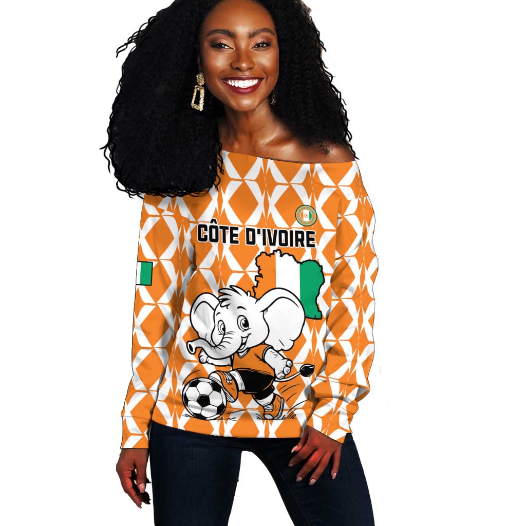 Custom Ivory Coast Football Off Shoulder Sweater Go Champions LT15