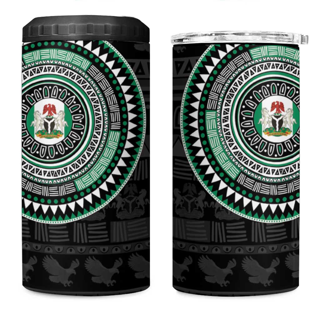 Nigeria African Tribal Pattern 4 in 1 Can Cooler Tumbler Chest Arm Tattoo LT15