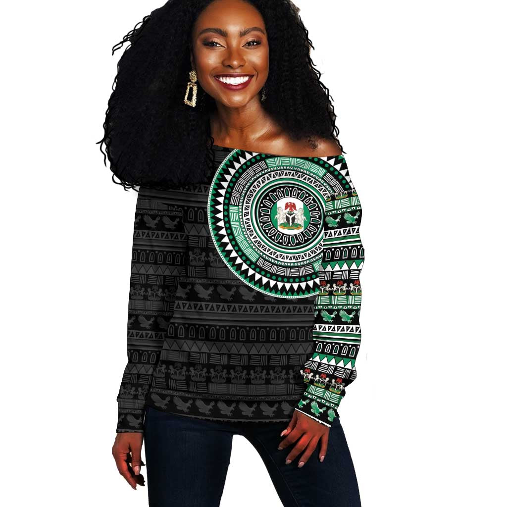 Nigeria African Tribal Pattern Off Shoulder Sweater Chest Arm Tattoo LT15