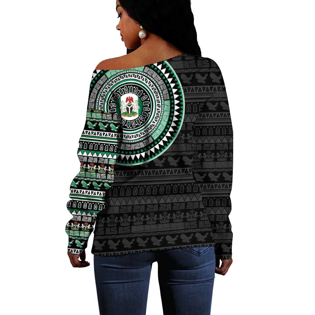 Nigeria African Tribal Pattern Off Shoulder Sweater Chest Arm Tattoo LT15