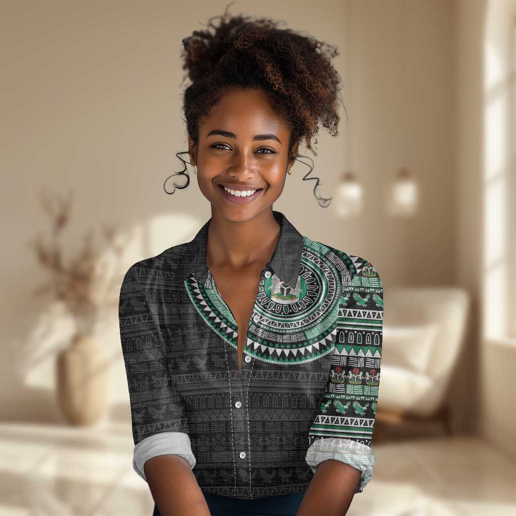 Nigeria African Tribal Pattern Women Casual Shirt Chest Arm Tattoo LT15
