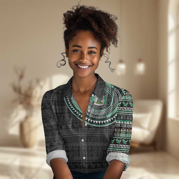 Nigeria African Tribal Pattern Women Casual Shirt Chest Arm Tattoo LT15