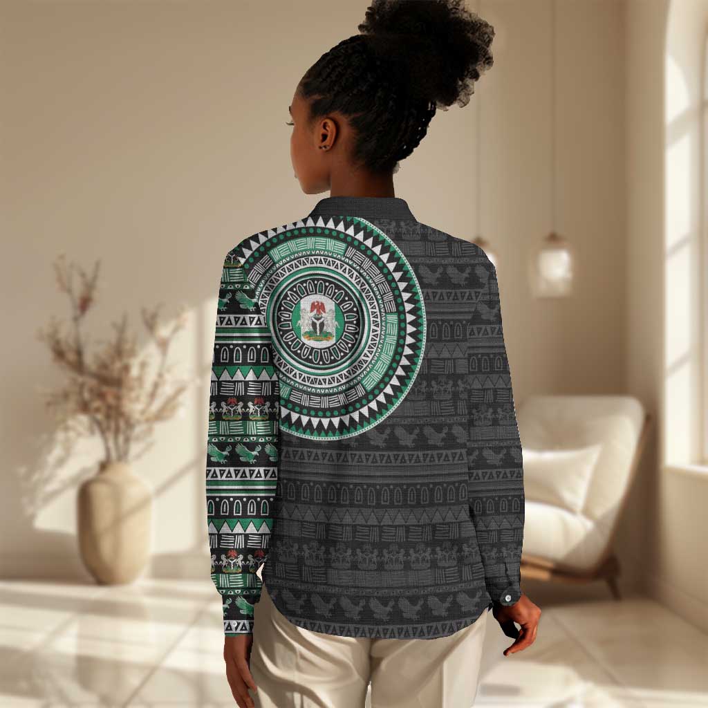 Nigeria African Tribal Pattern Women Casual Shirt Chest Arm Tattoo LT15