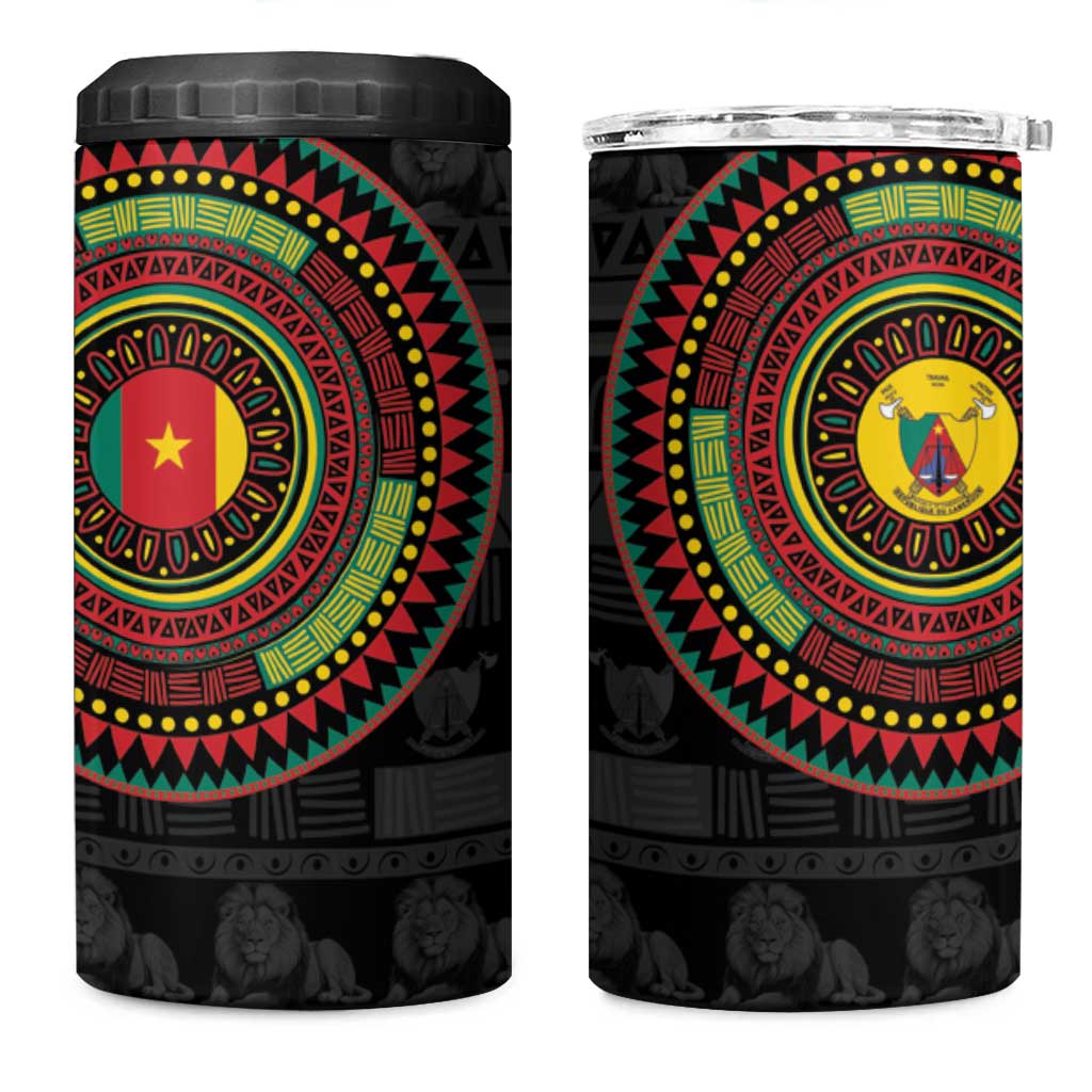 Cameroon African Tribal Pattern 4 in 1 Can Cooler Tumbler Chest Arm Tattoo LT15