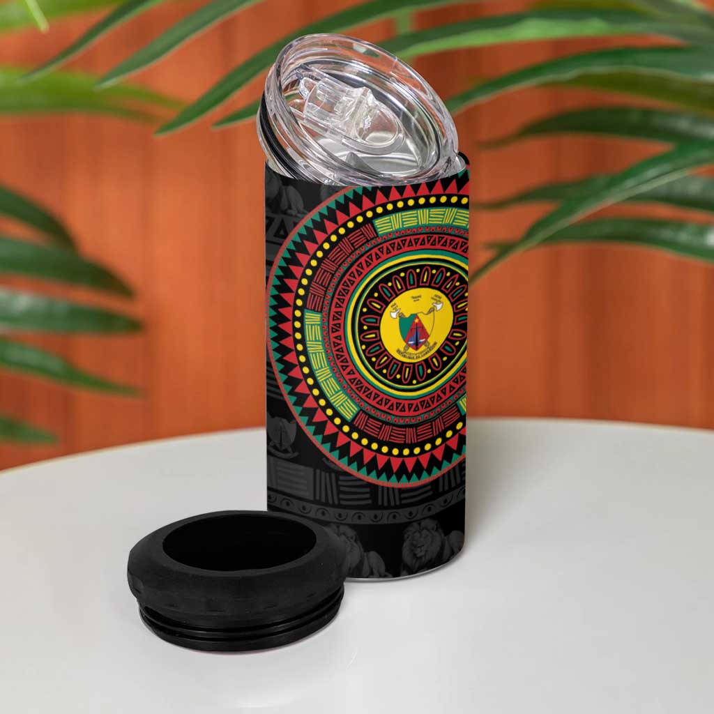 Cameroon African Tribal Pattern 4 in 1 Can Cooler Tumbler Chest Arm Tattoo LT15