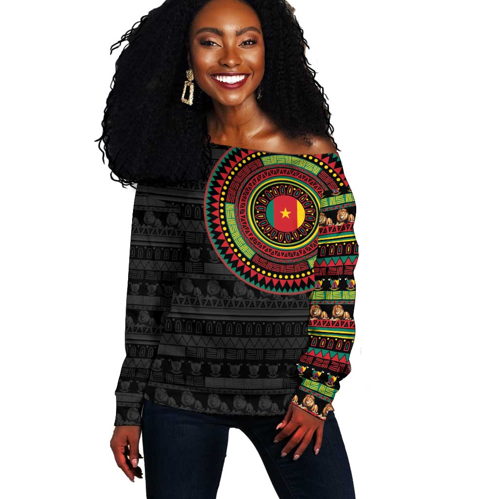 Cameroon African Tribal Pattern Off Shoulder Sweater Chest Arm Tattoo LT15