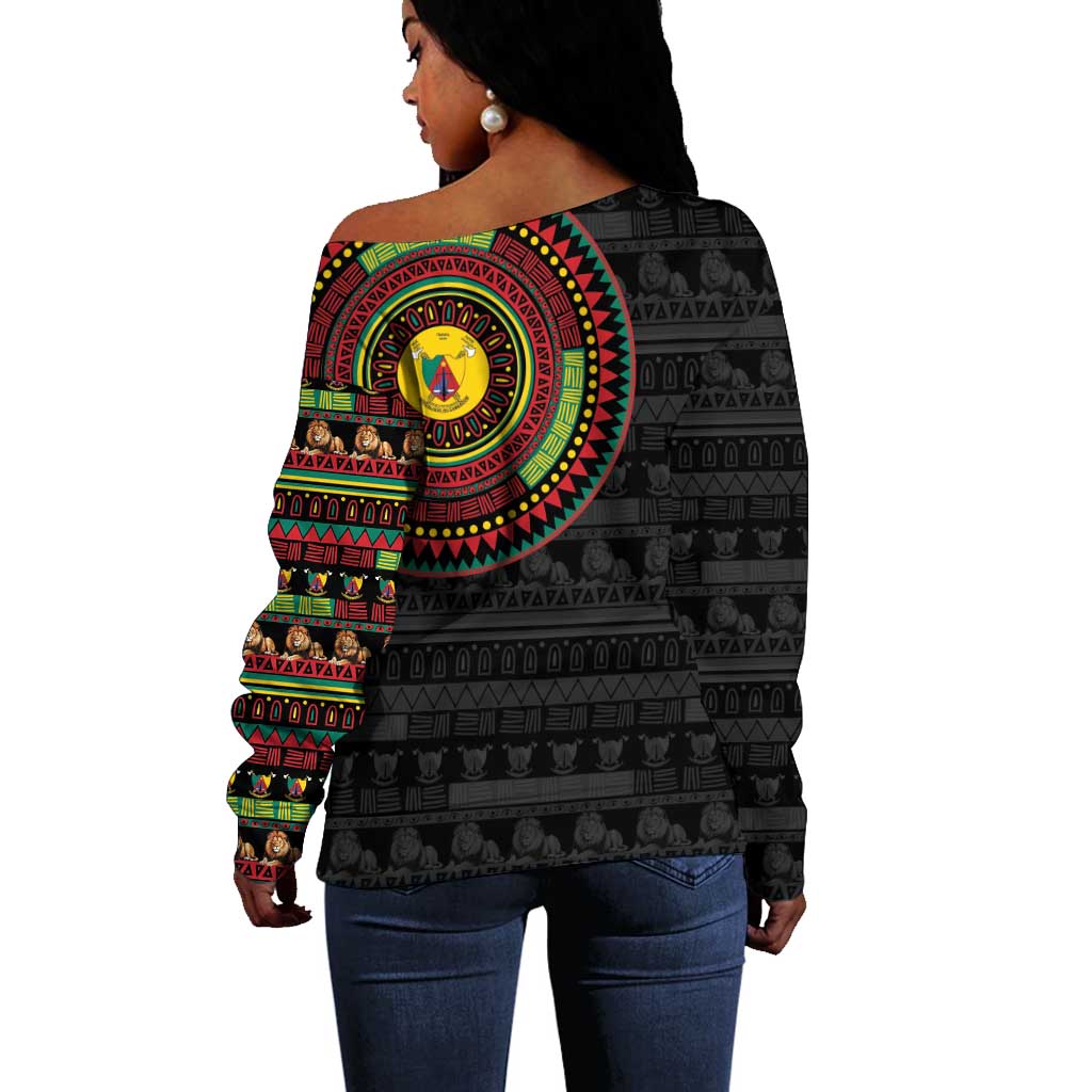 Cameroon African Tribal Pattern Off Shoulder Sweater Chest Arm Tattoo LT15