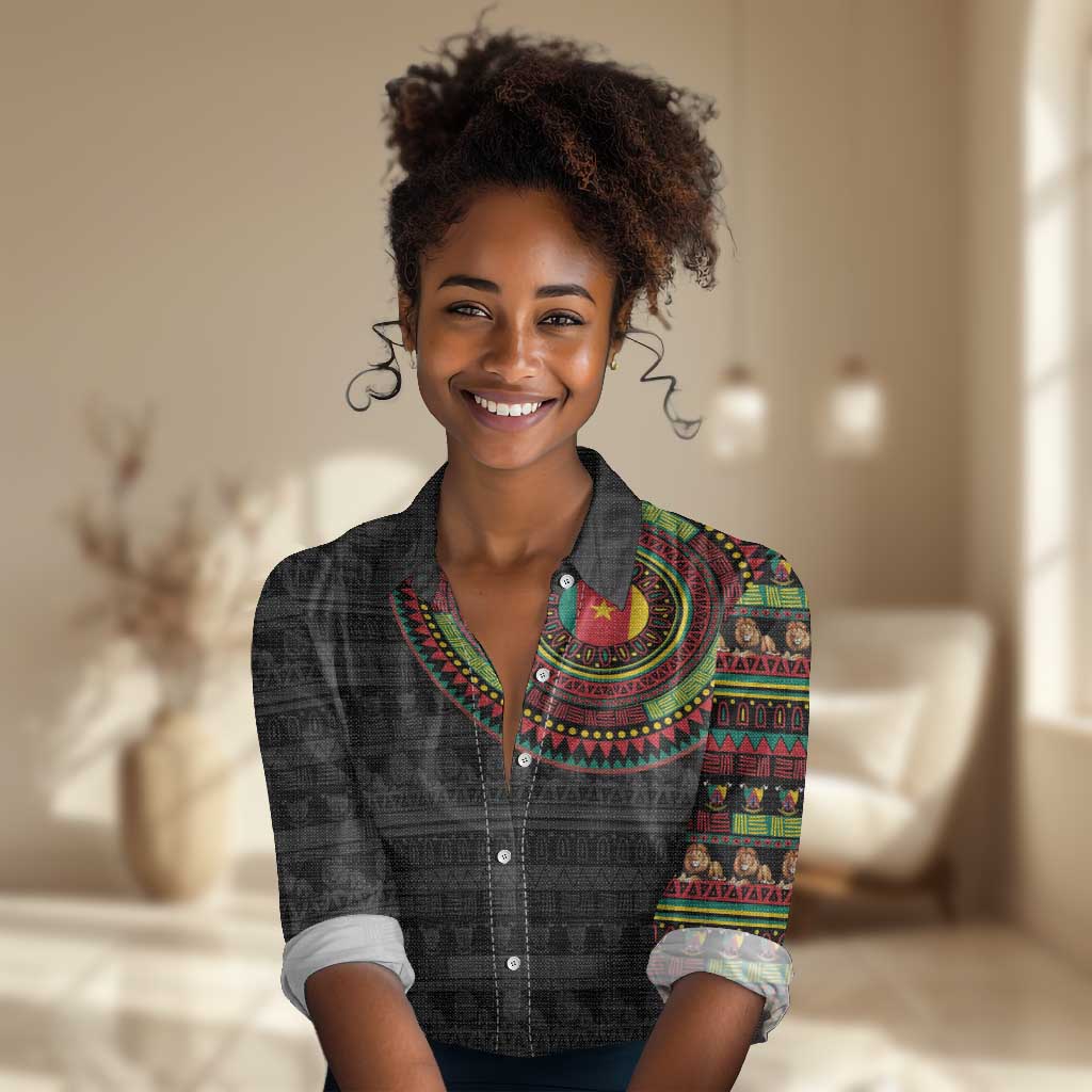 Cameroon African Tribal Pattern Women Casual Shirt Chest Arm Tattoo LT15