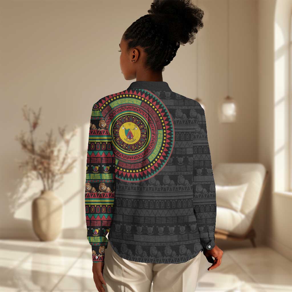 Cameroon African Tribal Pattern Women Casual Shirt Chest Arm Tattoo LT15