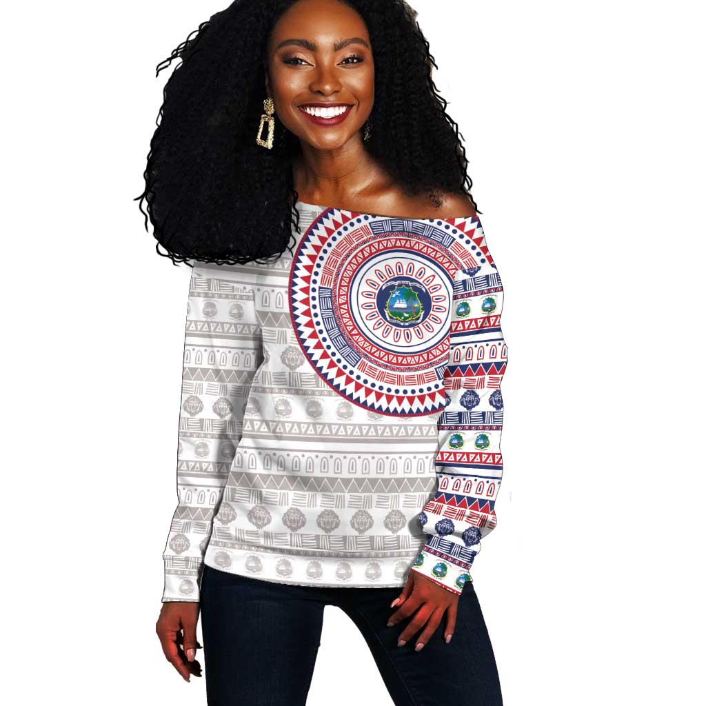 Liberia African Tribal Pattern Off Shoulder Sweater Chest Arm Tattoo LT15