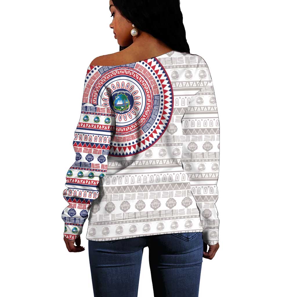 Liberia African Tribal Pattern Off Shoulder Sweater Chest Arm Tattoo LT15