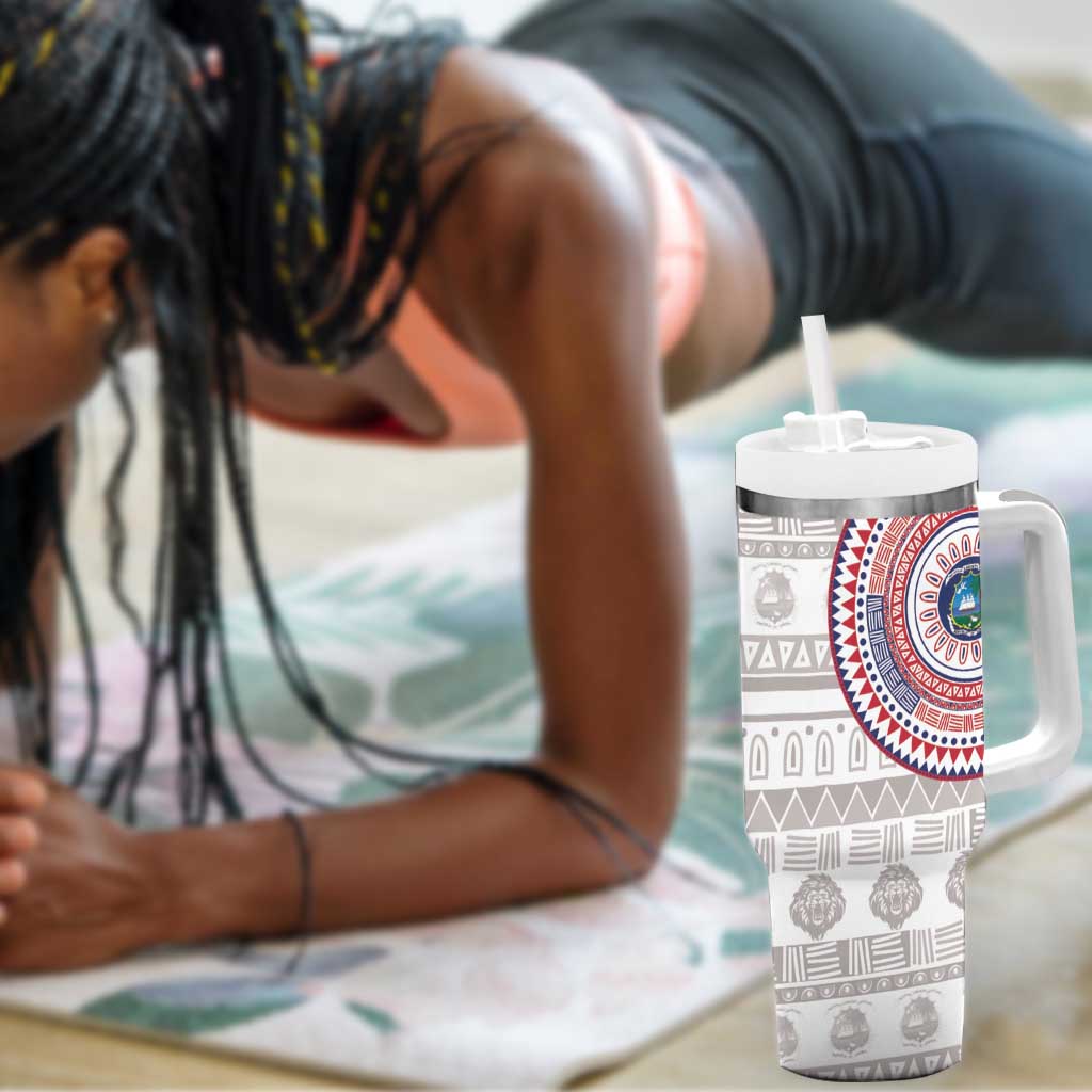 Liberia African Tribal Pattern Tumbler With Handle Chest Arm Tattoo LT15