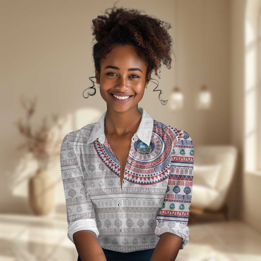 Liberia African Tribal Pattern Women Casual Shirt Chest Arm Tattoo LT15