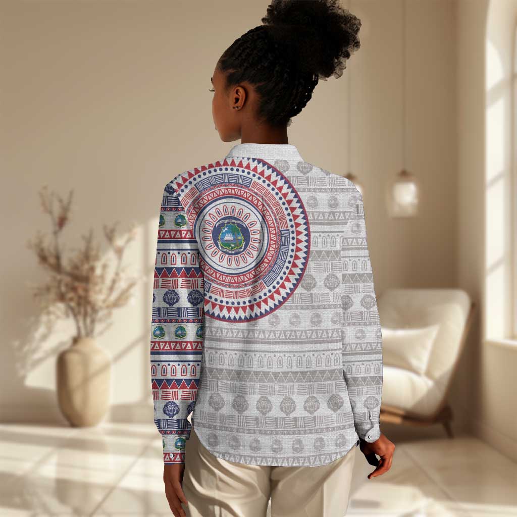 Liberia African Tribal Pattern Women Casual Shirt Chest Arm Tattoo LT15