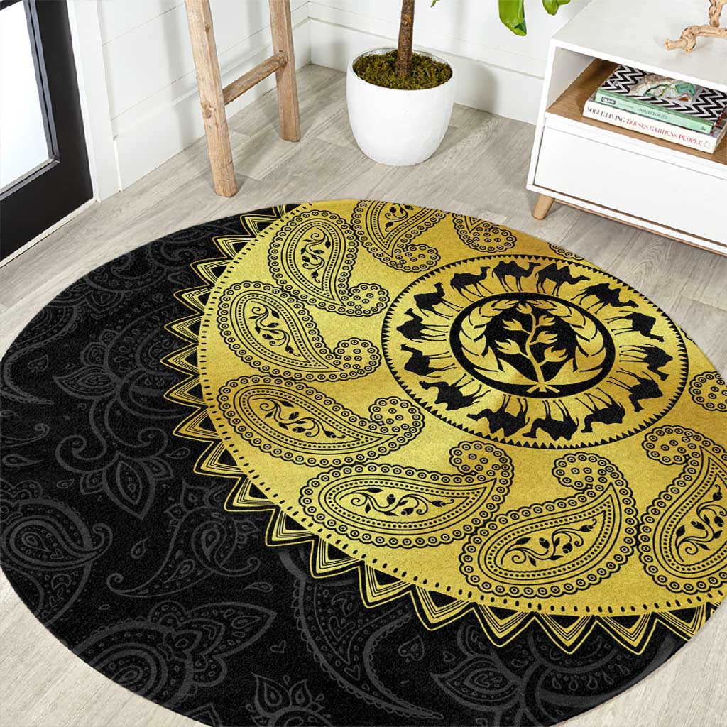 Eritrea African Tribal Mix Paisley Pattern Round Carpet Chest Arm Tattoo LT15