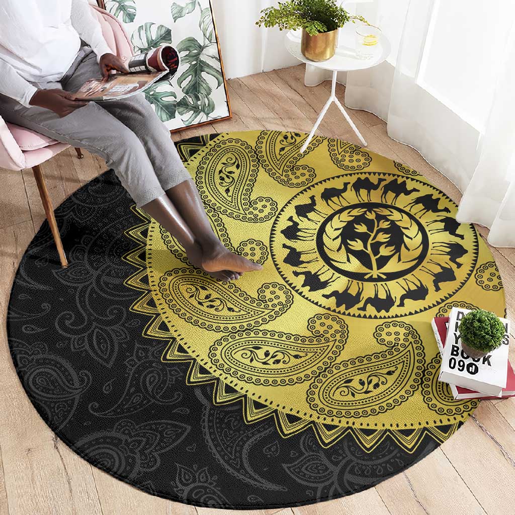 Eritrea African Tribal Mix Paisley Pattern Round Carpet Chest Arm Tattoo LT15